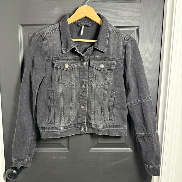 Free People Rumors Dark Denim Jean Jacket - Picture 2 of 10